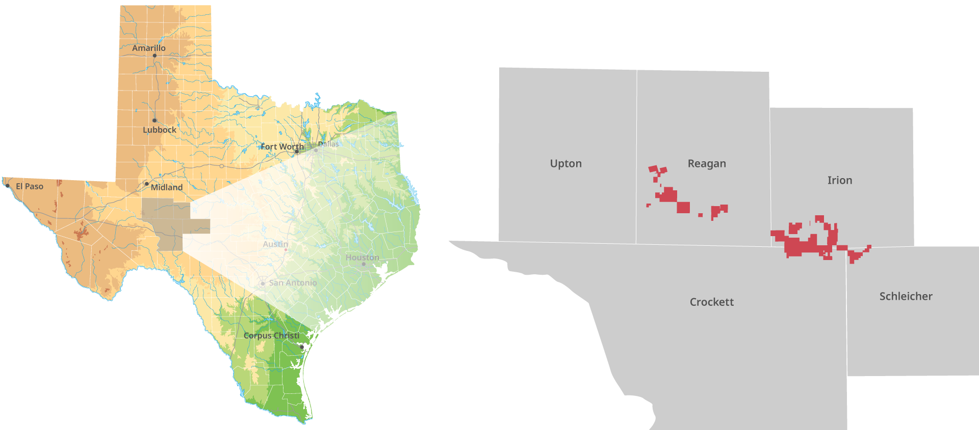 Sequitur Operations map of Permian Basin assets in West Texas